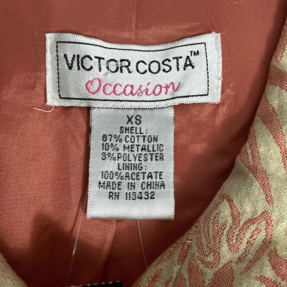 Victor Costa Occasion Pink Gold Metallic Long Sleeve Jacket Size XS - Picture 8 of 8